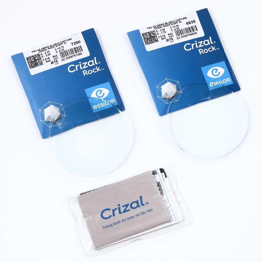 Tròng Kính Chống Ánh Sáng Xanh Blue UV Crizal® Rock™ Essilor 1.56